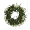 18" Eucalyptus & Dancing Daisy Double Ring Artificial Wreath With Twig Base